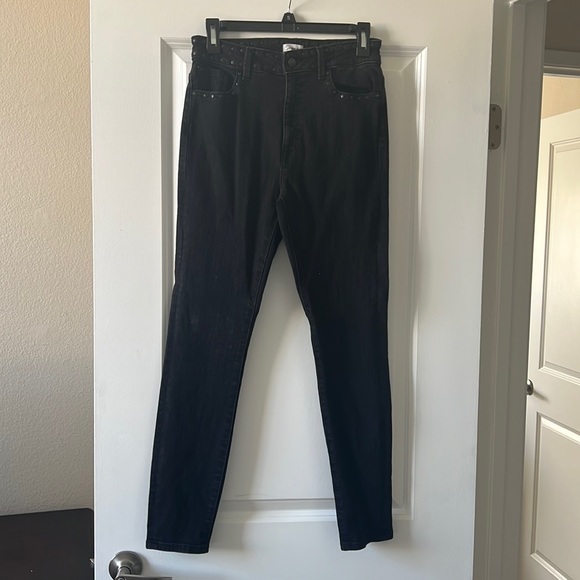 High Rize Stretch Denim Ankle Jeans with Stud accent - Picture 1 of 15